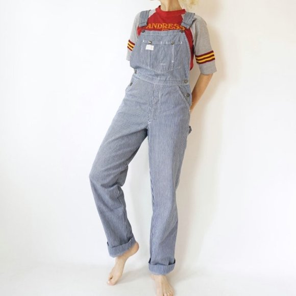 Vintage Hickory Stripe Smiths Overalls 28" W - Picture 2 of 5